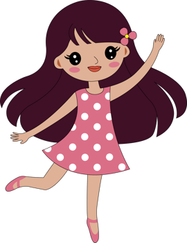 A cartoon girl in a pink dress dancing png