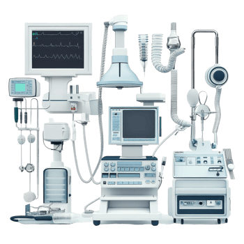 Medical equipment collection featuring monitors and diagnostic tools on Transparent background, Medical Equipment isolated on background png