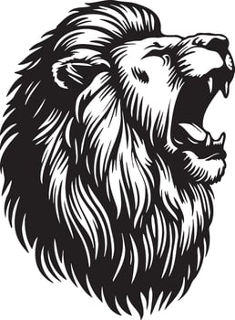 A Lion Head Roar Illustration. vector