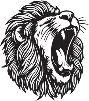 Lion Head Roar Illustration. vector