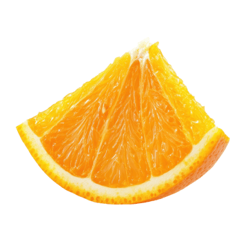 Juicy slice of orange fruit isolated with vibrant color on a clean Transparent background, slice of orange fruit isolated on background png