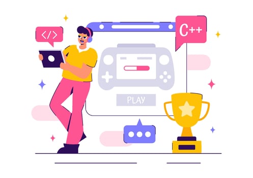Live Game Streaming Illustration with a Cute Professional Gamer vector