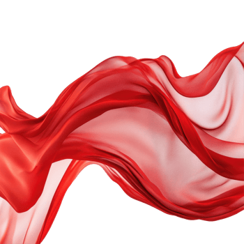 Flowing red wave cloth gracefully drapes against a white background showcasing elegance and movement, Flowing red wave cloth white background png
