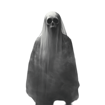 Ghostly figure shrouded in mist on a Transparent background evokes a sense of mystery, paranormal ghost, background png