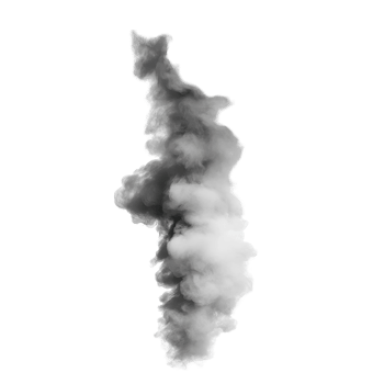 Thick black smoke column rising against a Transparent background creating an isolated dramatic visual effect, Thick Column Smoke isolated on background png