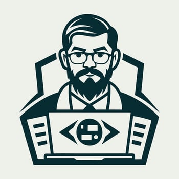 Illustration of a Tech Genius Coding on a Computer Screen vector