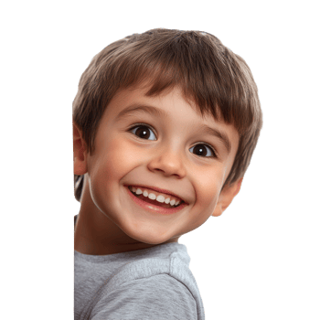 Happy young boy joyfully peeking around a corner with a playful smile and bright eyes, Happy young boy peeking around invisible object png