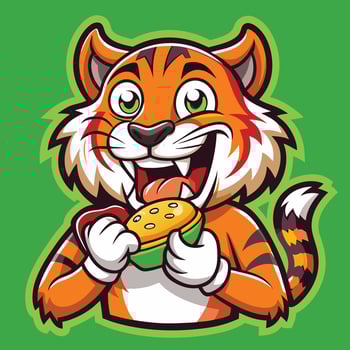 Mighty Tiger Devouring Its Prey Mascot Logo vector