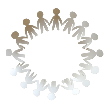 Paper figures holding hands in a circular formation symbolizing unity and togetherness, Paper People in a Circle Holding Hands png