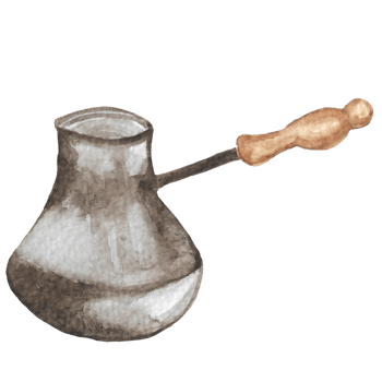 A traditional Coffee Pot that is drawn and painted by hand in watercolor fine art style png