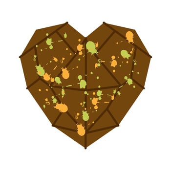 Heart shaped Dubai chocolate with creamy pistachio filling, luxurious gourmet dessert. illustration. vector