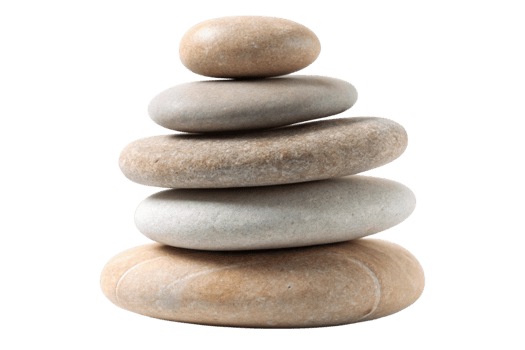 Stack of smooth round pebbles carefully arranged in balance, representing simplicity and calmness on a Transparent Background png