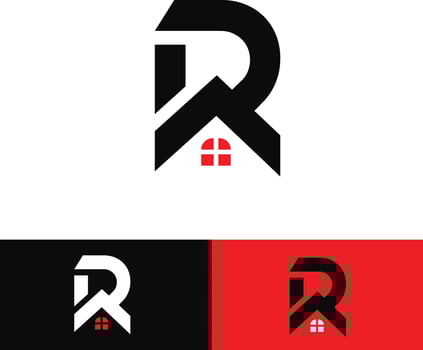 Letter R house logo design vector