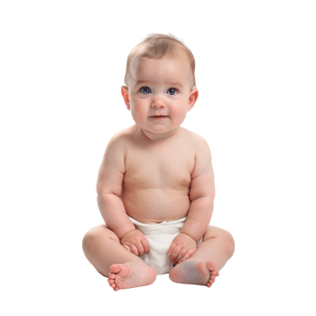 Adorable baby sitting on a Transparent Background wearing a diaper, capturing the innocence of early childhood development png