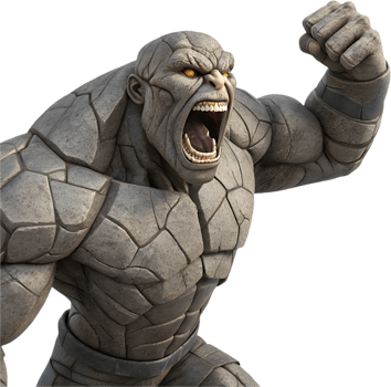 Animated stone Golem mythical character design. . png