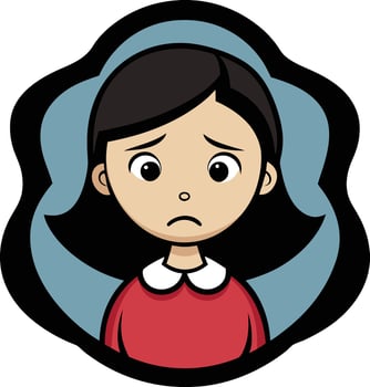 A cartoon girl with a sad face vector
