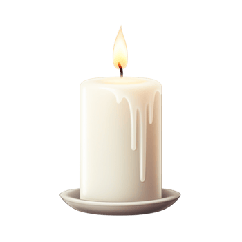 Softly glowing white candle flickering warmly png