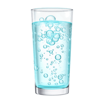 Refreshing glass of sparkling water filled with ice cubes png