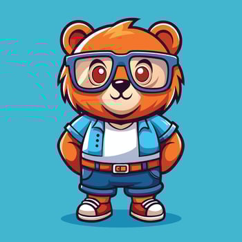 Cool Bear Adorned in Hip Glasses and Stylish Short Jeans vector