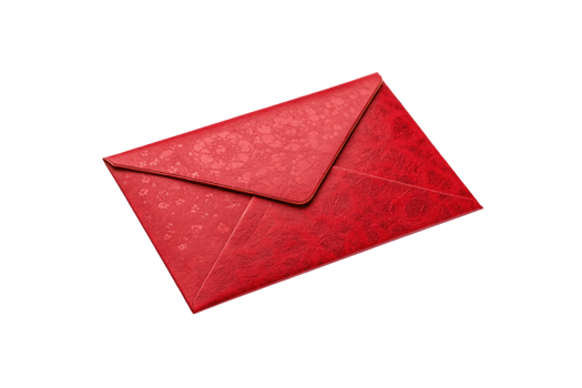 A textured red envelope with intricate floral patterns, exuding luxury and grace, suitable for formal or celebratory messages png