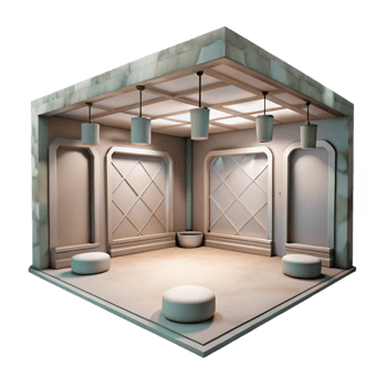 stunning contemporary Empty Digital Room Soft Shadows Isolated professional png