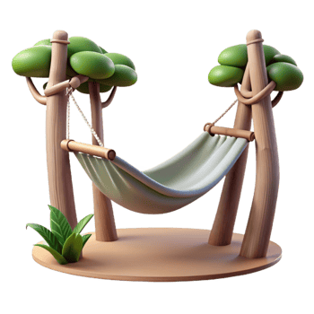 beautiful vintage Empty Hammock Hanging Between Two Trees Transparent Background authentic png