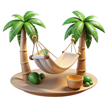serene creative Empty Hammock Tropical Setting Transparent Background original png