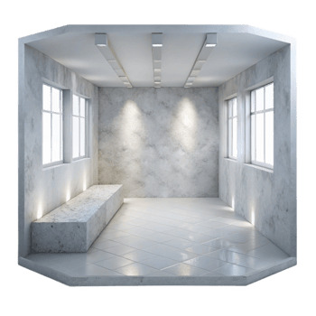elegant minimalist Empty Room with White Walls and Floor Cutout png
