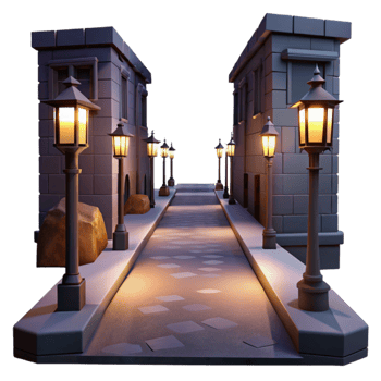 beautiful minimalist Empty Street at Night Cutout Dark Shadows professional png