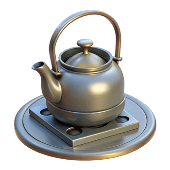 serene vintage Empty Teapot on a Stove Transparent Background authentic png