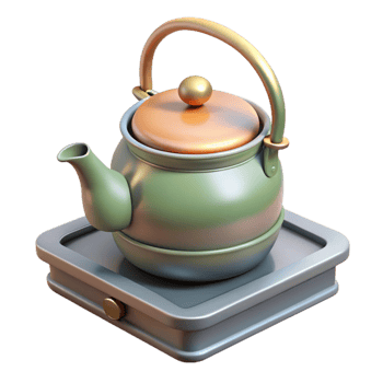 beautiful minimalist Empty Teapot on a Stove Transparent Background original png