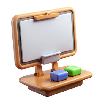 dramatic artistic Empty Virtual Classroom with Whiteboard Transparent Background high quality png