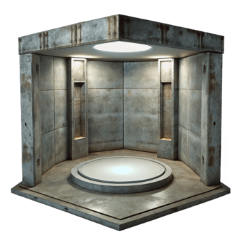stunning vintage Empty Teleportation Room Concrete Walls Cutout authentic png