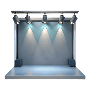 dramatic traditional Empty Virtual Gallery Space with Spotlights Isolated professional png
