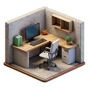 wonderful traditional Empty Virtual Office Cubicle with Desk Isolated high resolution png