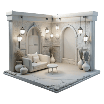 beautiful rustic Empty White Room Interior Isolated png