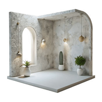 dramatic classic Empty White Wall Interior Isolated high resolution png