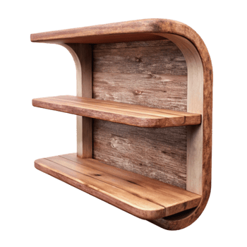 wonderful traditional Empty Wooden Shelf Against White Wall Cutout premium png