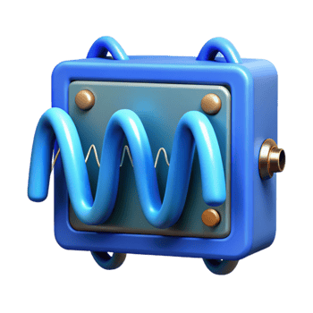dramatic contemporary Entangled Electrons Waveform Visualization Blue Oscilloscope Isolated detailed png
