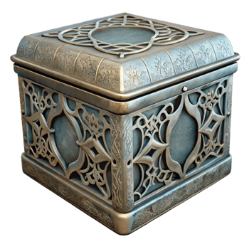 serene modern Etched Metal Box with Ornate Design Cutout png