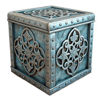 magnificent vintage Etched Metal Box with Ornate Design Cutout high quality png