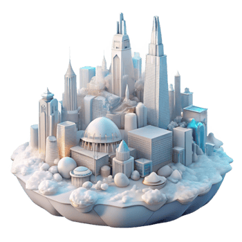 beautiful contemporary Ethereal Cityscape Isolated Transparent Background premium png