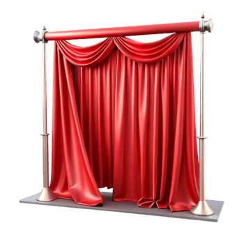 vibrant minimalist Event Backdrop Curtain Red Velvet Transparent Background high quality png