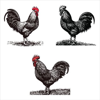 Rustic Rooster with Swirling Tail vector