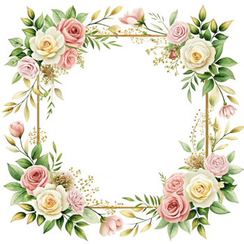 illustrate a hand drawn floral border frame for wedding is isolated on transparent background png