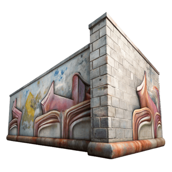 elegant traditional Faded Graffiti Wall Section Transparent Background original png