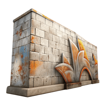 dramatic modern Faded Graffiti Wall Section Transparent Background authentic png