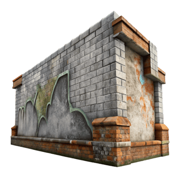 elegant contemporary Faded Graffiti Wall Section Transparent Background high quality png