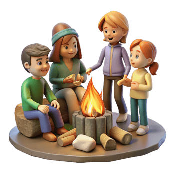 elegant modern Family Gathering Around Campfire Transparent Background original png