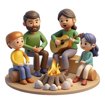 stunning creative Family Gathering Around Campfire Transparent Background high quality png